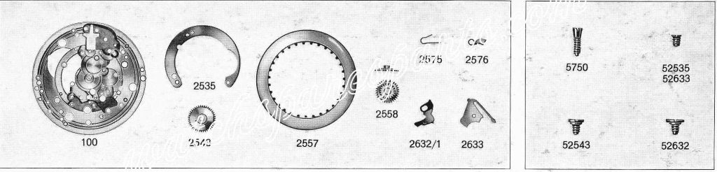 A Schild AS Calibre 1705 watch date parts