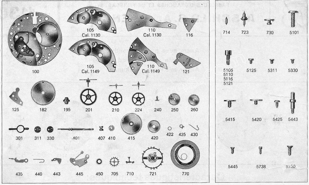 A Schild AS Calibre 1130 Watch spare parts