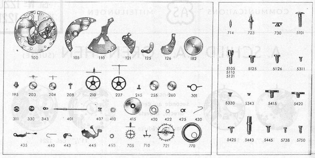 A Schild AS Calibre 1220 Watch spare parts