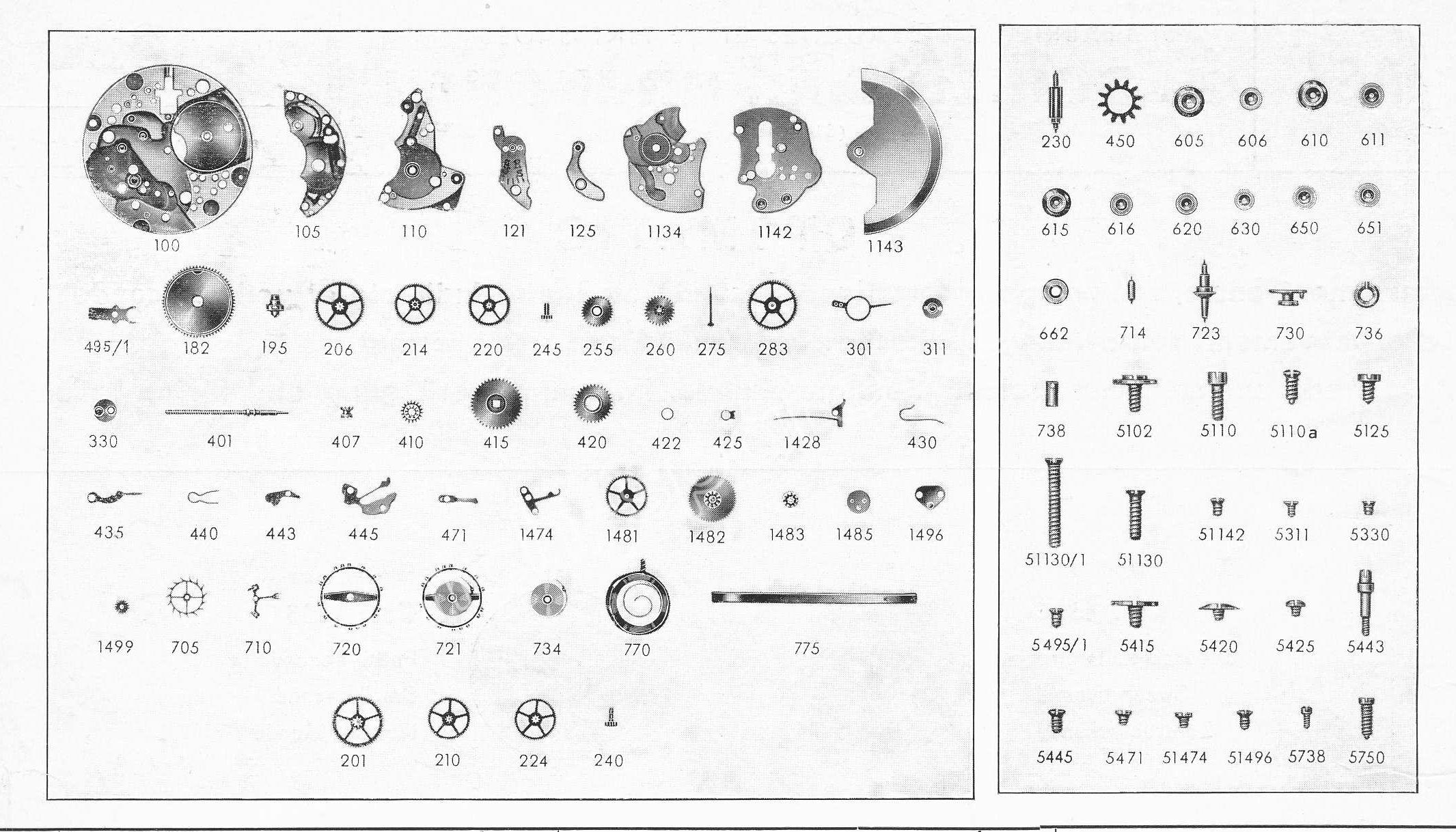 A Schild AS Calibre 1320 Watch spare parts