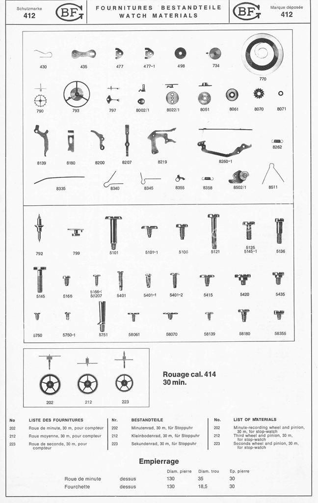 BFG Baumgartner 412 Watch spare parts BFG Baumgartner 412 Watch spare parts