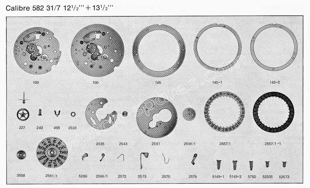 BFG Baumgartner 582 31 7 Watch Calendar Day and Date spare parts BFG Baumgartner 582 31 7 Watch Calendar Day and Date spare parts