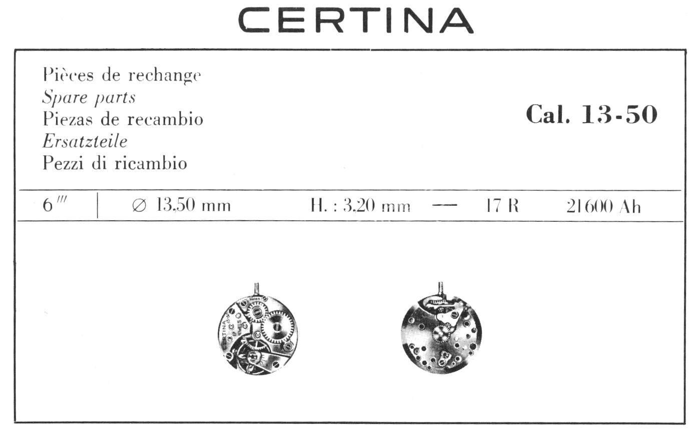 Certina 13 50 watch movements Certina 13 50 watch movements
