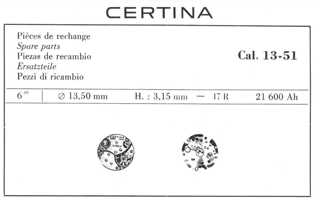 Certina 13 51 watch movements Certina 13 51 watch movements