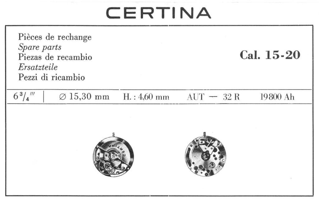 Certina 15 20 watch movements Certina 15 20 watch movements