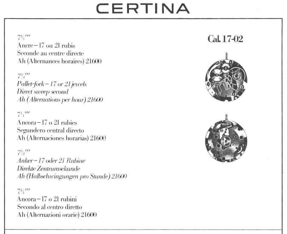 Certina 17 02 watch movements Certina 17 02 watch movements