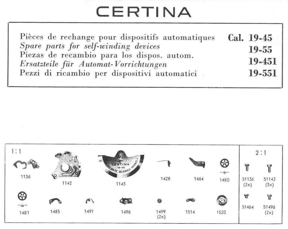 Certina 19 451 Watch Automatic spare parts Certina 19 451 Watch Automatic spare parts