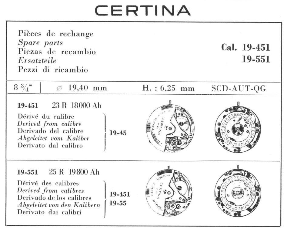 Certina 19 451 watch movements Certina 19 451 watch movements