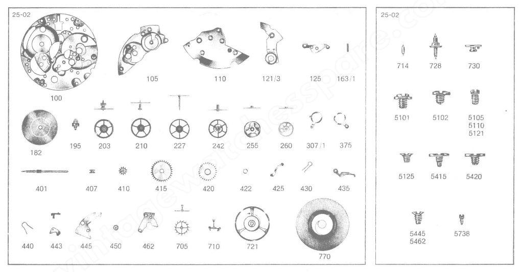 Certina 25 02 Watch spare parts Certina 25 02 Watch spare parts