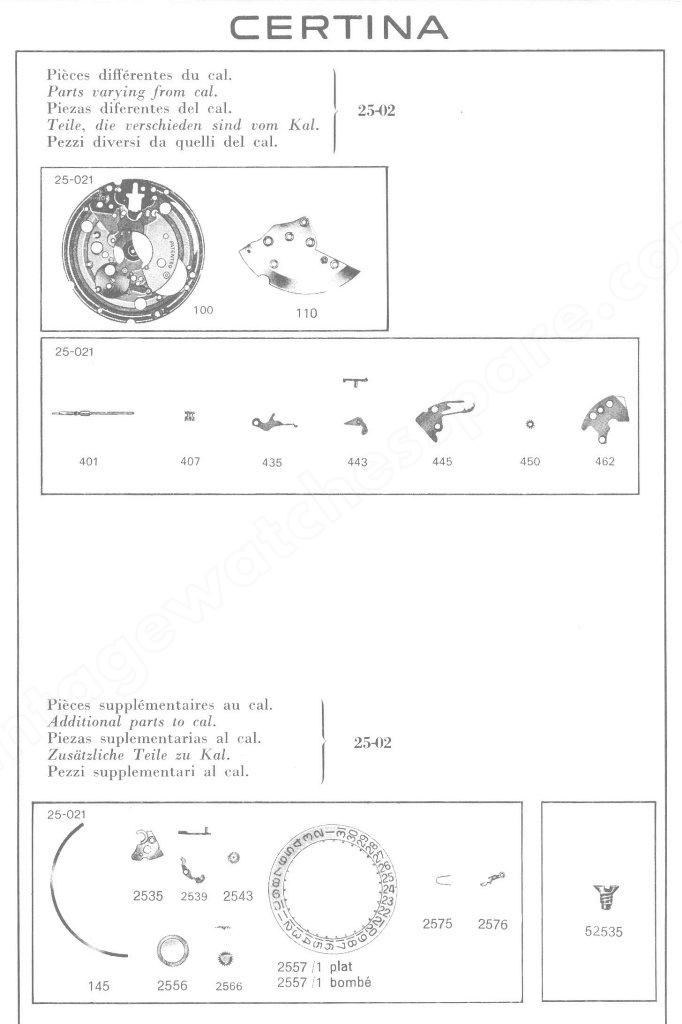Certina 25 021 Watch Date spare parts Certina 25 021 Watch Date spare parts