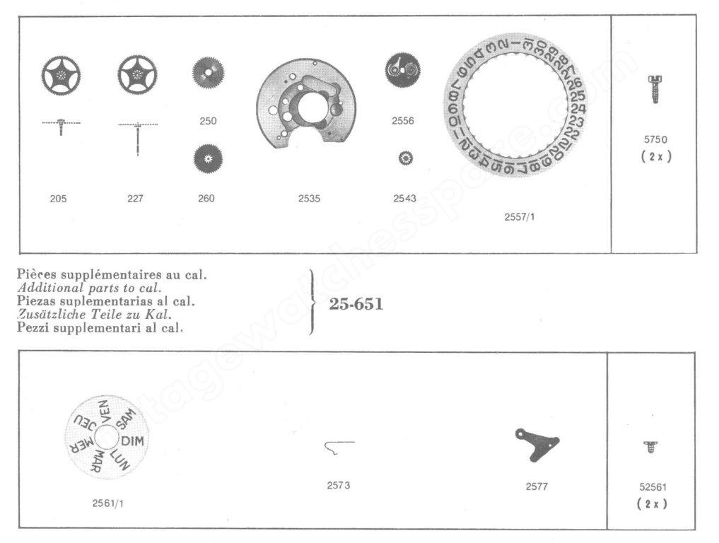 Certina 25 652 Watch Date day spare parts Certina 25 652 Watch Date day spare parts