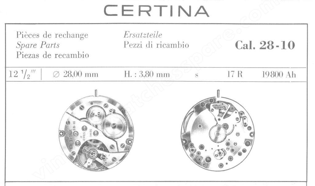 Certina 28 10 watch movements Certina 28 10 watch movements