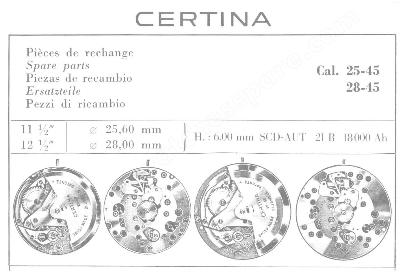 Certina 28 451 watch movements Certina 28 451 watch movements