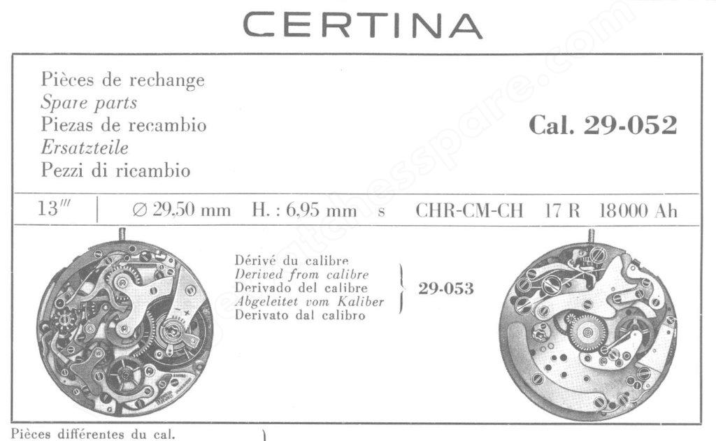 Certina 29 052 watch movements Certina 29 052 watch movements