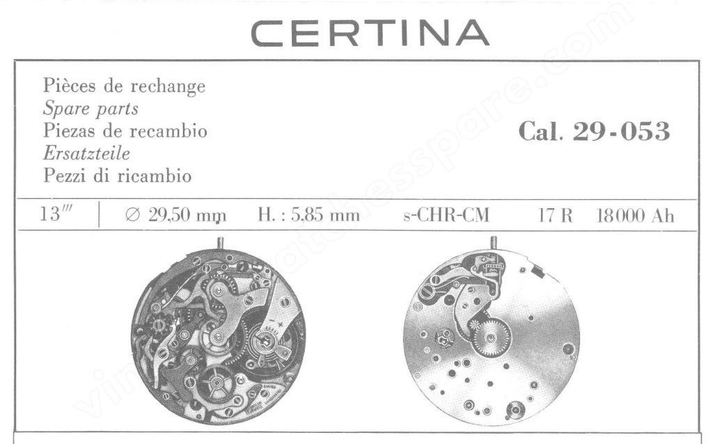 Certina 29 053 watch movements Certina 29 053 watch movements
