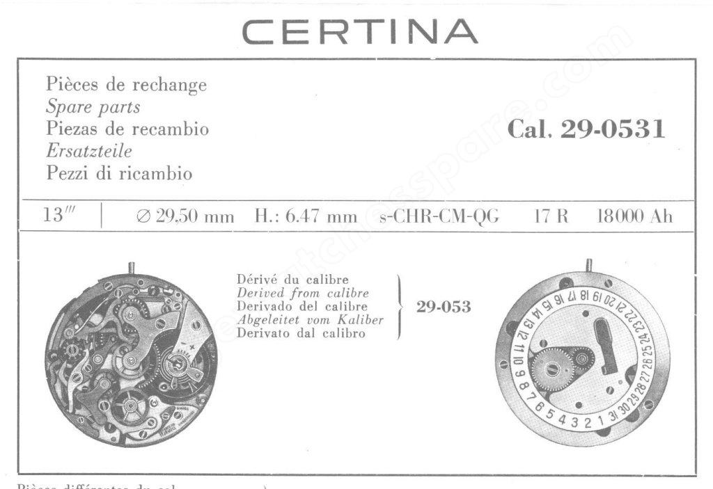 Certina 29 0531 watch movements Certina 29 0531 watch movements