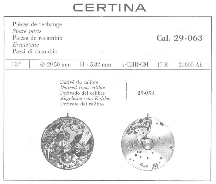 Certina 29 063 watch movements Certina 29 063 watch movements