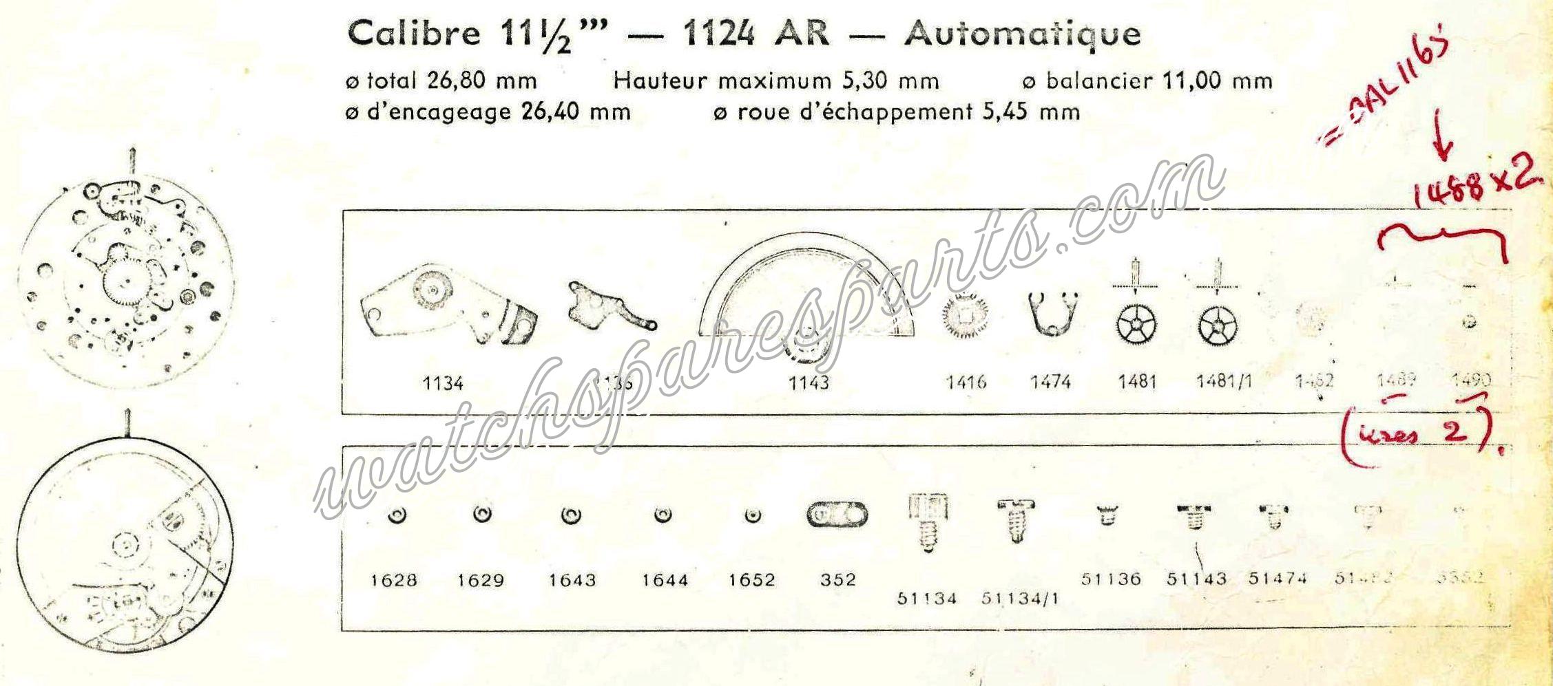 Enicar AR 1126 Watch Automatic spare parts Enicar AR 1126 Watch Automatic spare parts