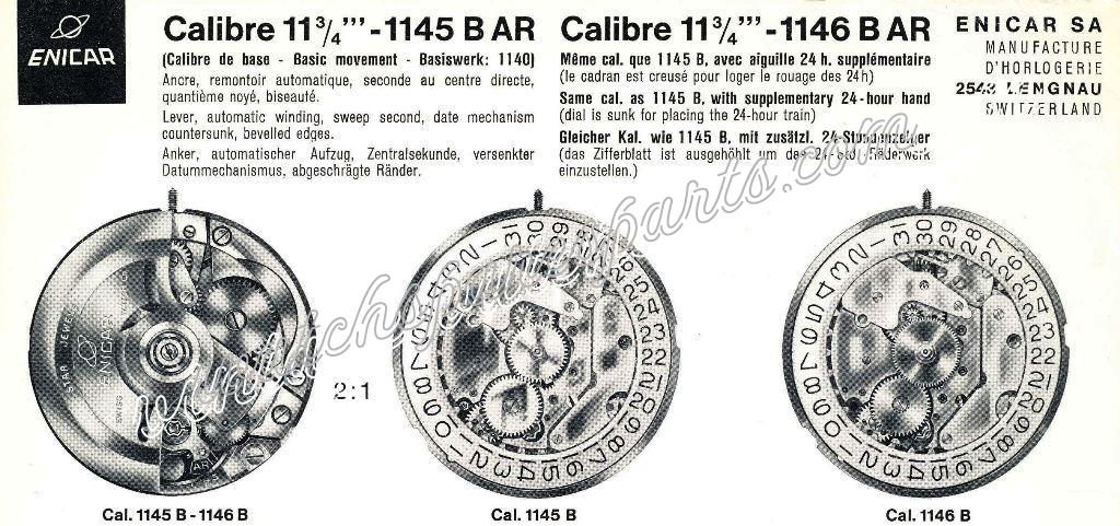 Enicar AR 1145 B Watch movements Enicar AR 1145 B Watch movements