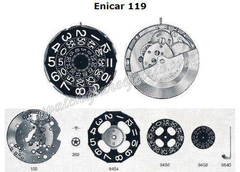 Enicar AR 119 Watch movements Enicar AR 119 Watch movements