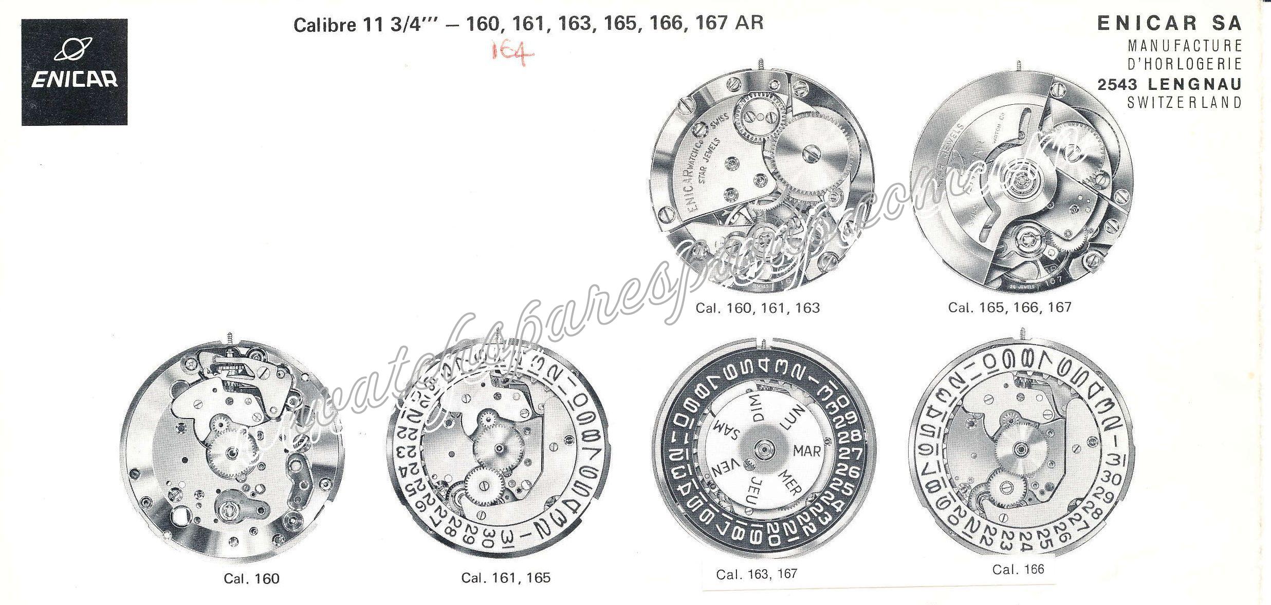 Enicar AR 163 Watch movements Enicar AR 163 Watch movements