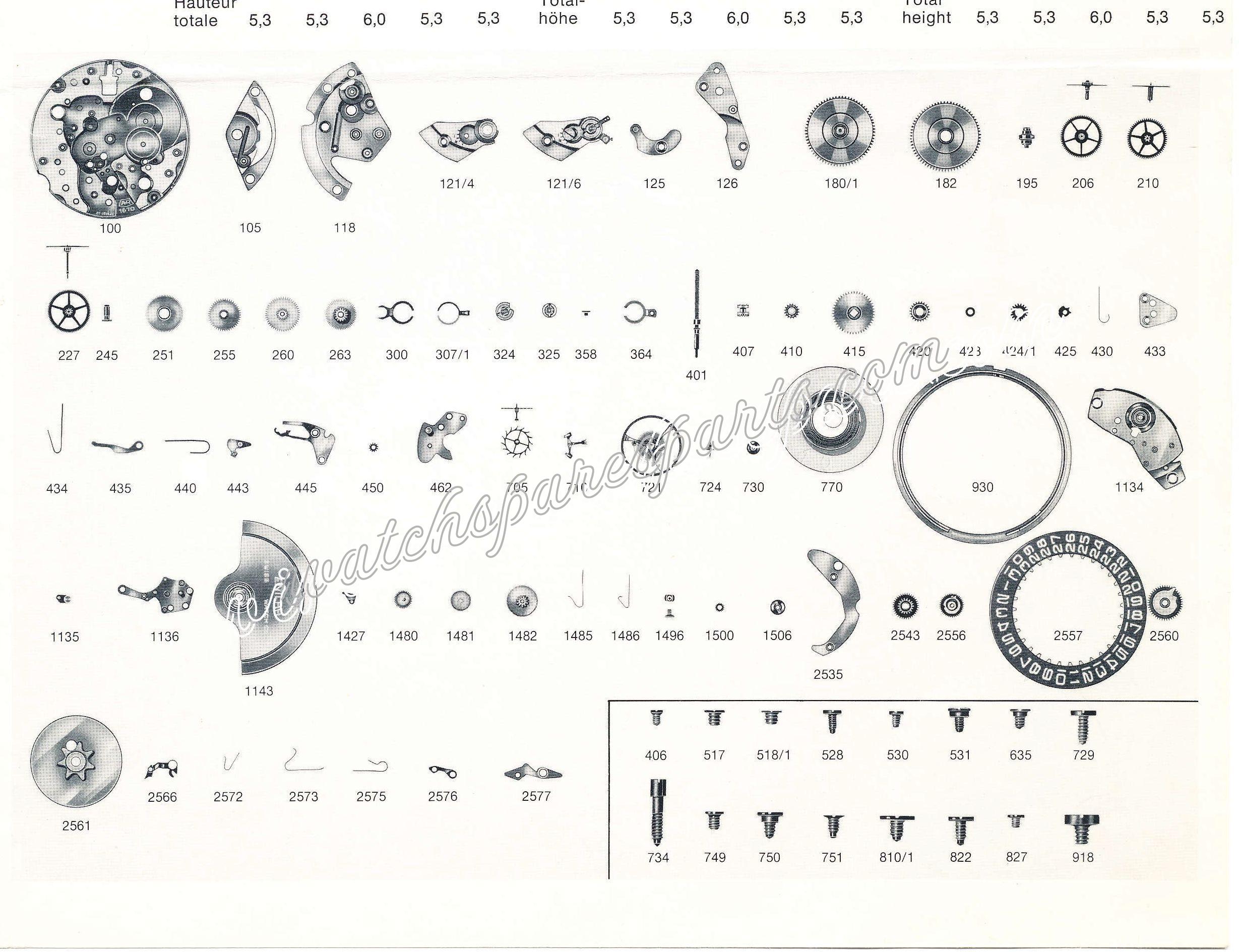 Enicar AR 165D Watch spare parts Enicar AR 165D Watch spare parts
