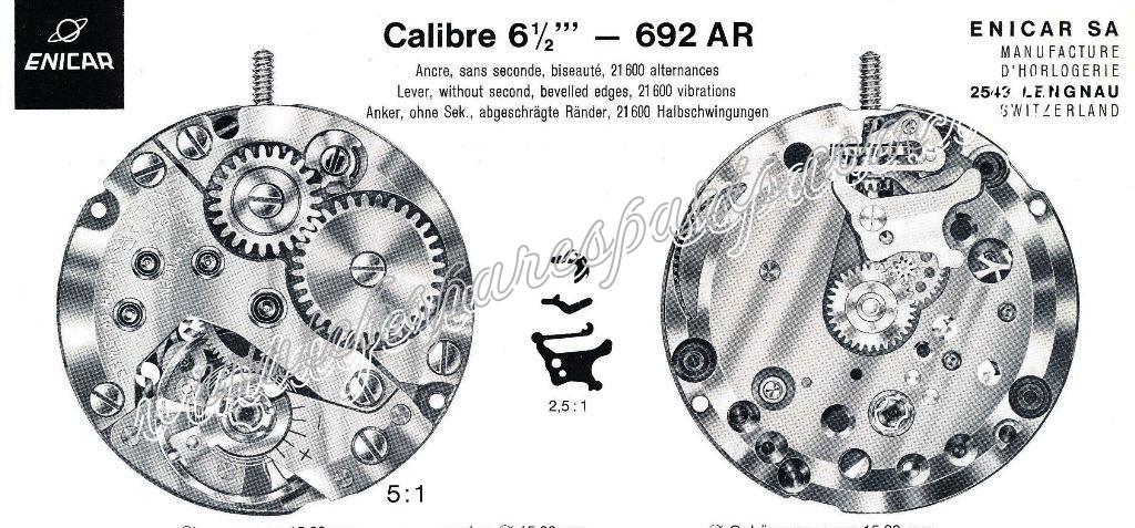 Enicar AR 692 B Watch movements Enicar AR 692 B Watch movements
