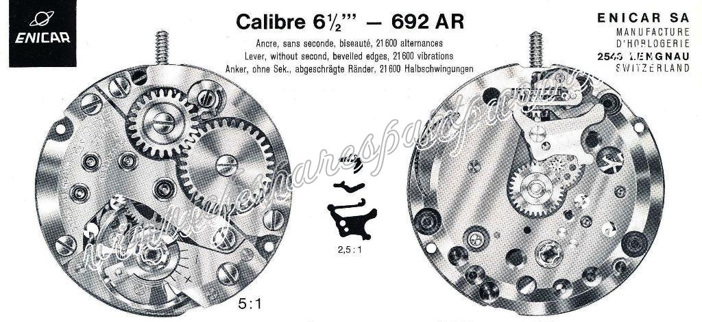Enicar AR 692 Watch movements Enicar AR 692 Watch movements