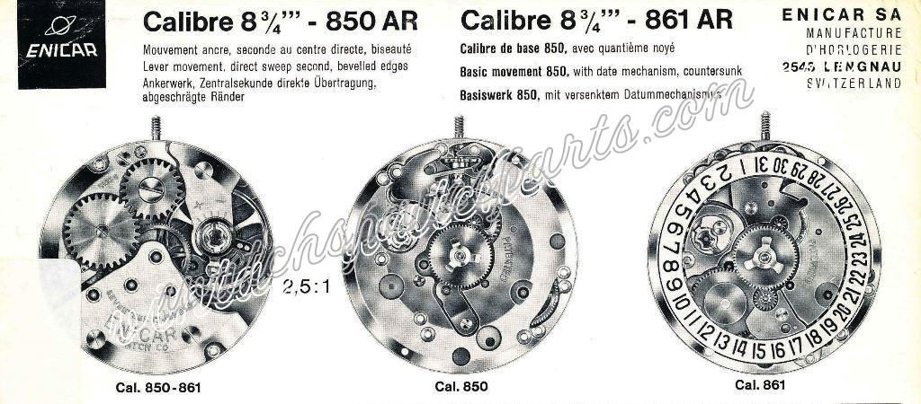 Enicar AR 861 Watch movements Enicar AR 861 Watch movements