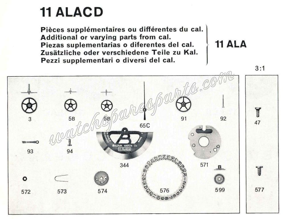 Bulova 11 ALACD Watch Date spare parts Bulova 11 ALACD Watch Date spare parts