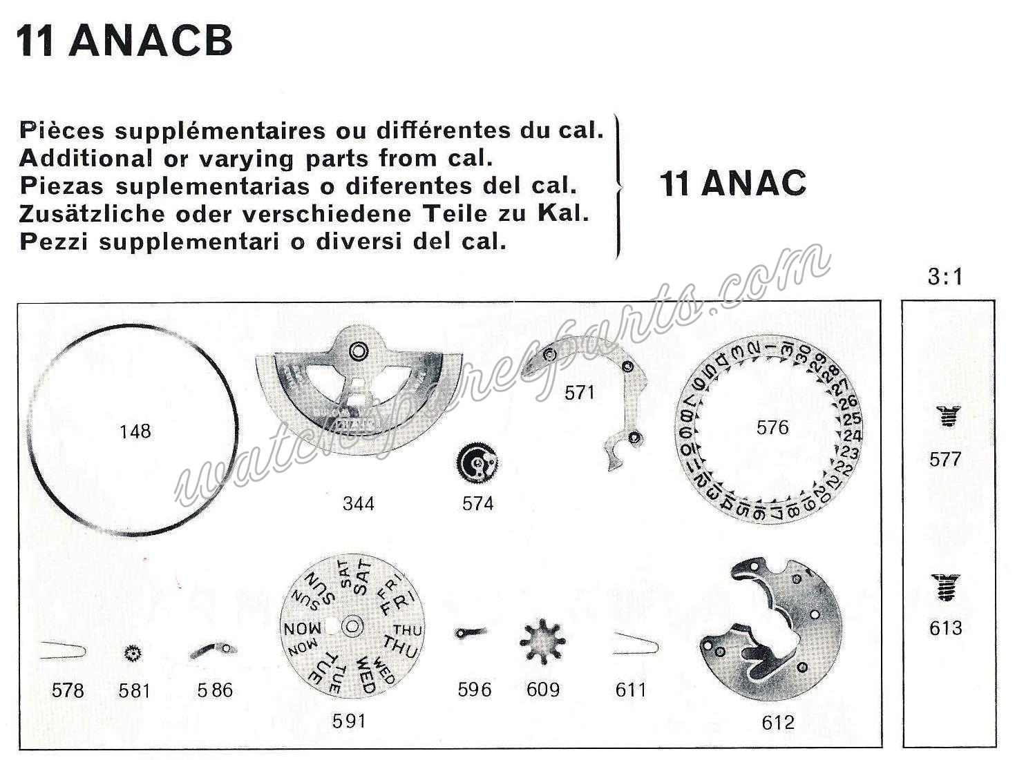 Bulova 11 ANACB Watch Automatic spare parts Bulova 11 ANACB Watch Automatic spare parts