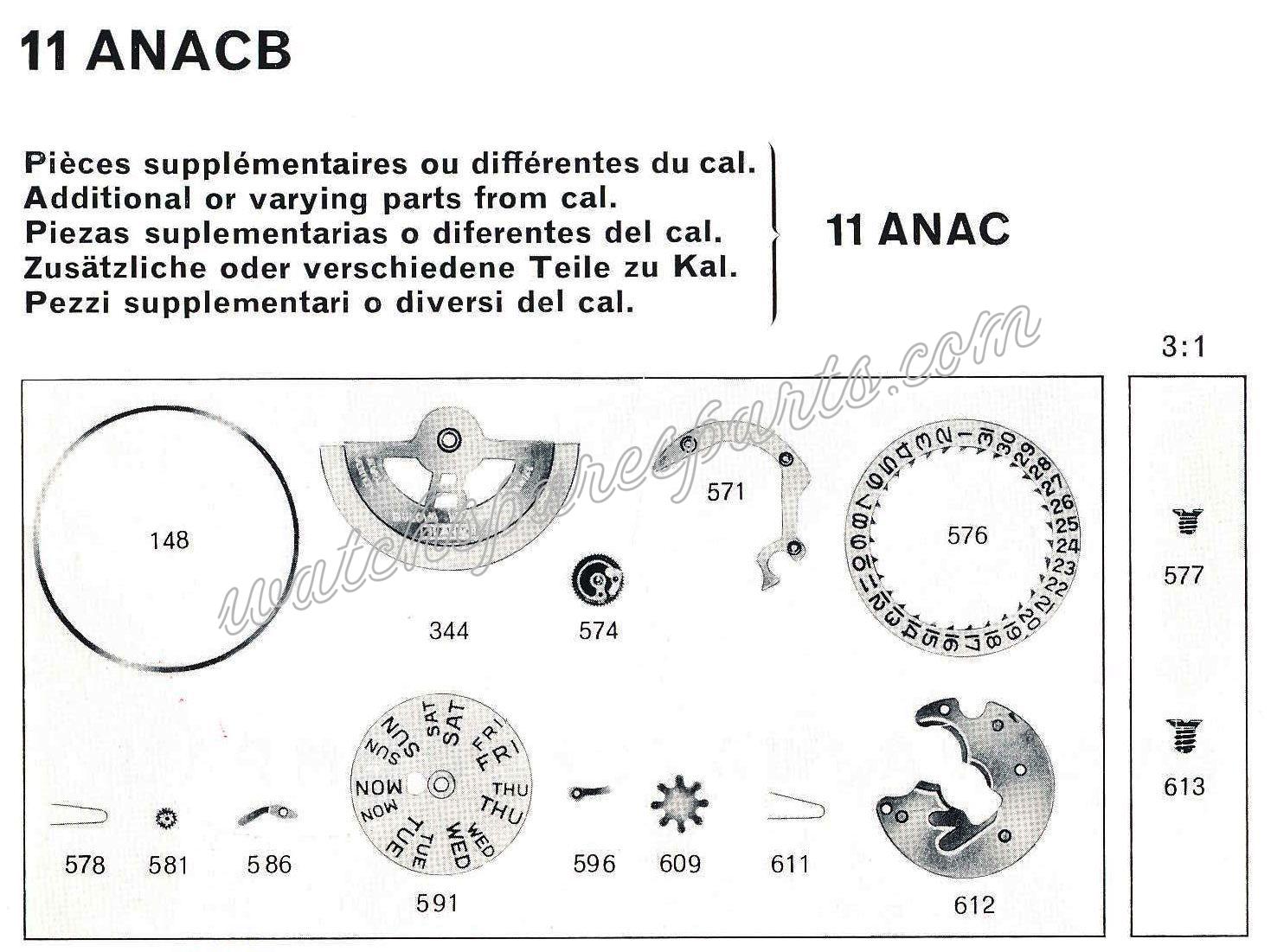 Bulova 11 ANACB Watch Date spare parts Bulova 11 ANACB Watch Date spare parts