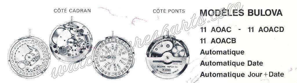 Bulova 11 AOACB Watch movements Bulova 11 AOACB Watch movements