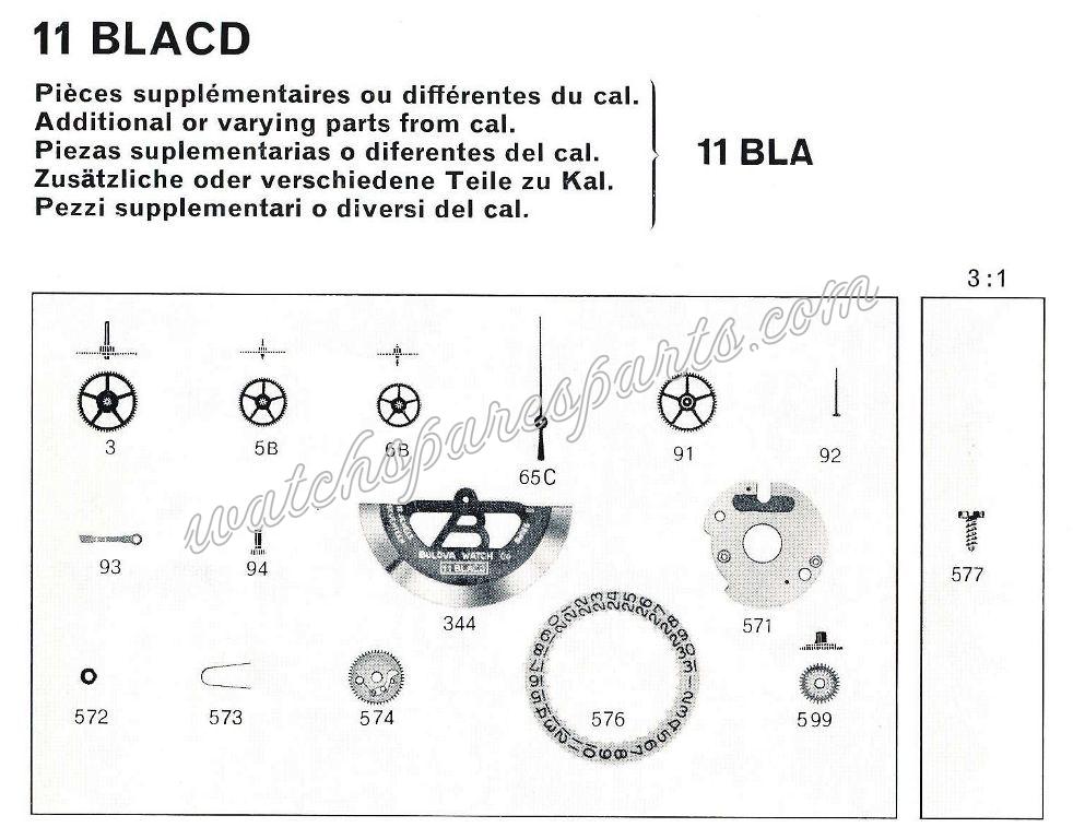 Bulova 11 BLACD Watch Date spare parts Bulova 11 BLACD Watch Date spare parts