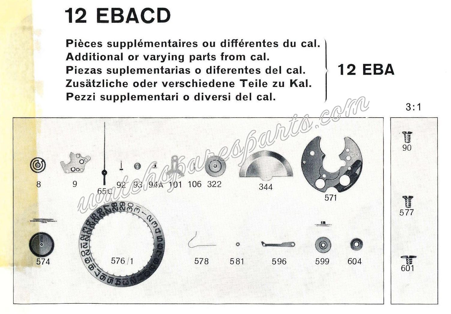 Bulova 12 EBACD Watch Date spare parts Bulova 12 EBACD Watch Date spare parts