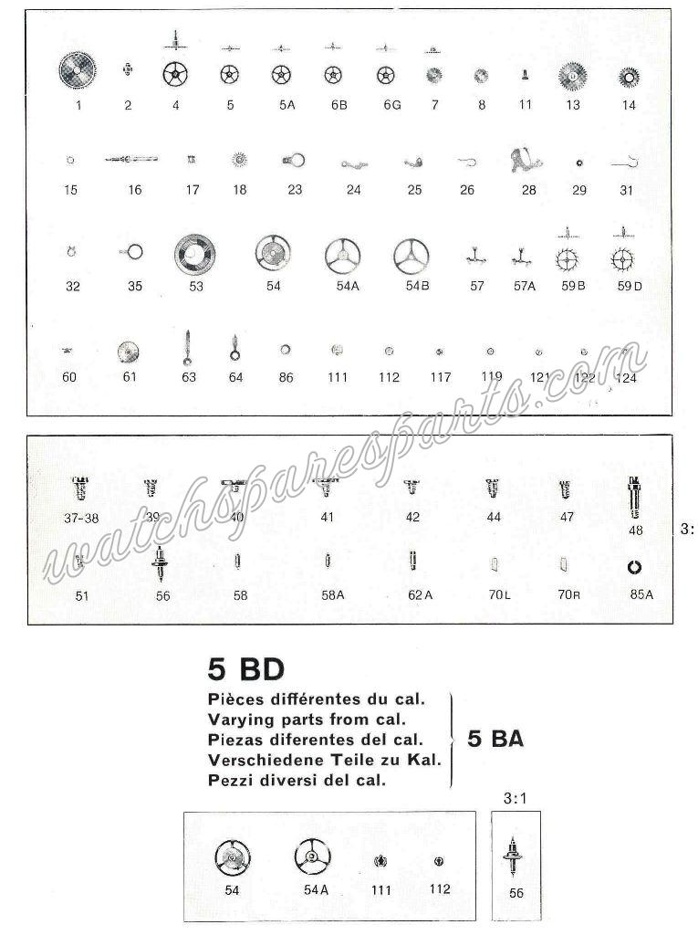 Bulova 5 BD Watch spare parts Bulova 5 BD Watch spare parts