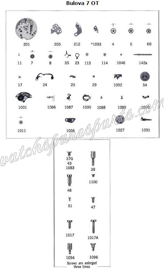 Bulova 7 OT Watch spare parts Bulova 7 OT Watch spare parts