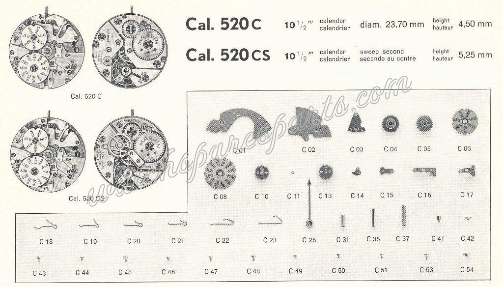Marvin 520C Watch spare part Marvin 520C Watch spare part