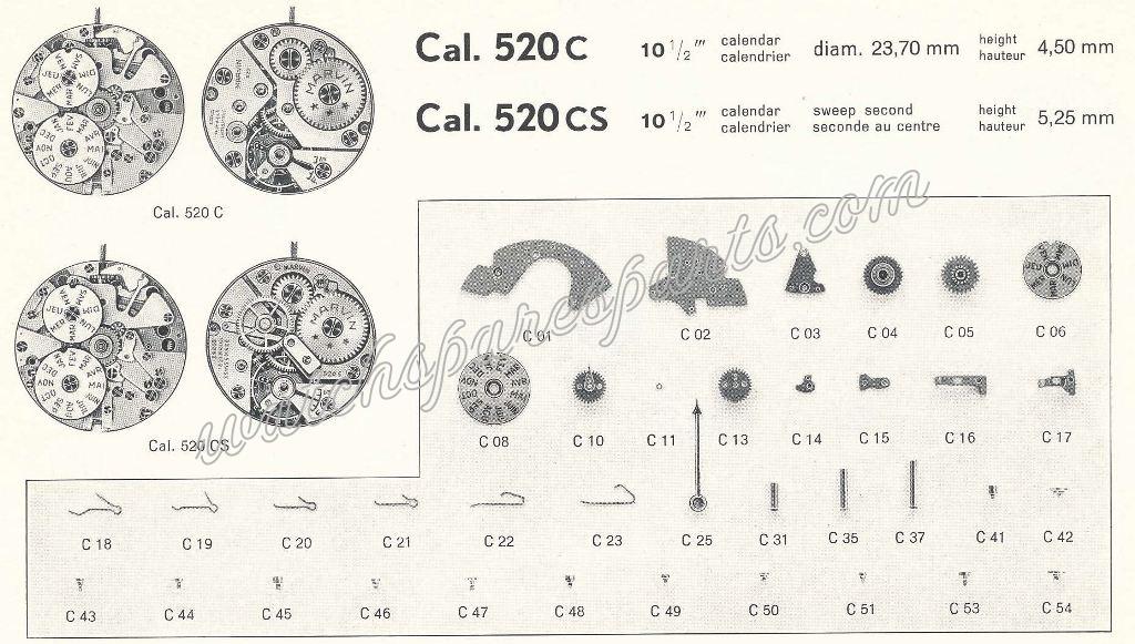 Marvin 520CS Watch spare part Marvin 520CS Watch spare part