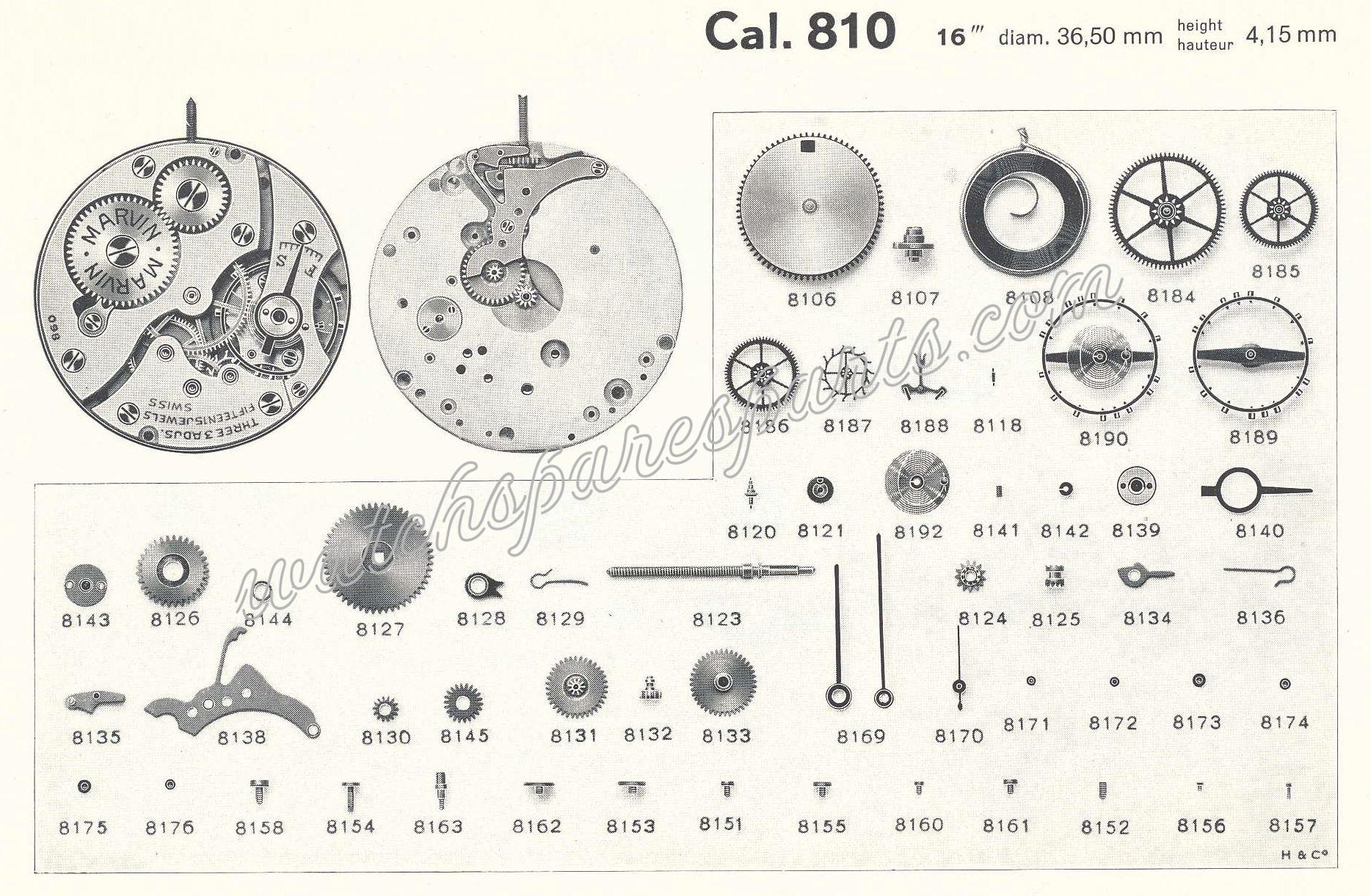 Marvin 810 Watch spare parts Marvin 810 Watch spare parts