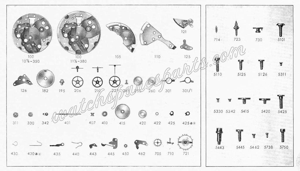 Peseux 350 Watch spare parts Peseux 350 Watch spare parts