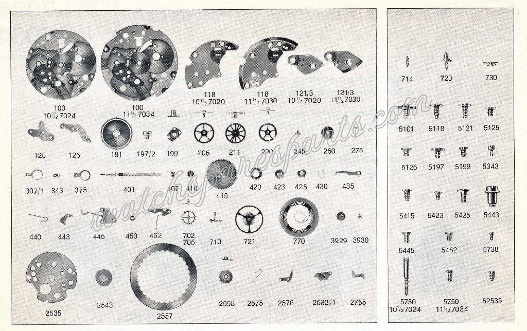 Peseux 7024 Watch spare parts Peseux 7024 Watch spare parts