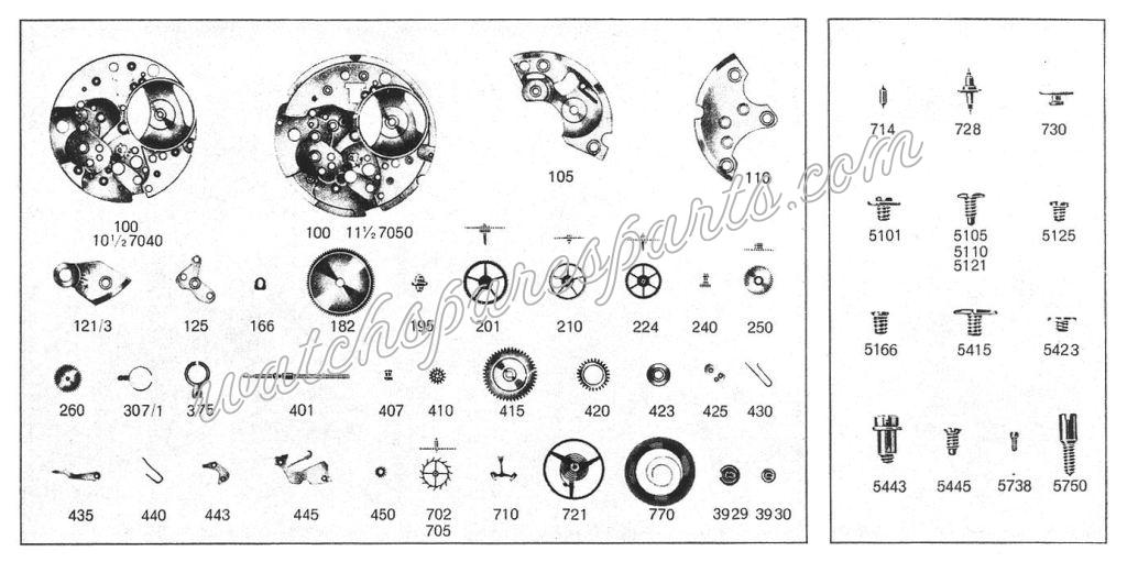 Peseux 7050 Watch spare parts Peseux 7050 Watch spare parts