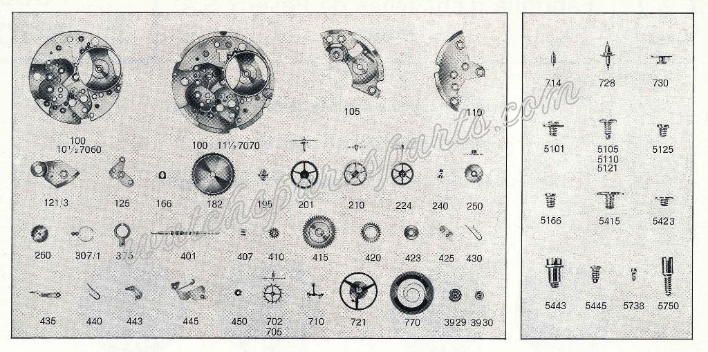 Peseux 7076 Watch spare parts Peseux 7076 Watch spare parts
