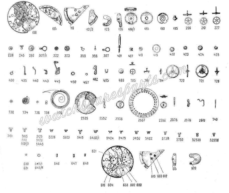 Poljot 2614 Watch spare parts Poljot 2614 Watch spare parts