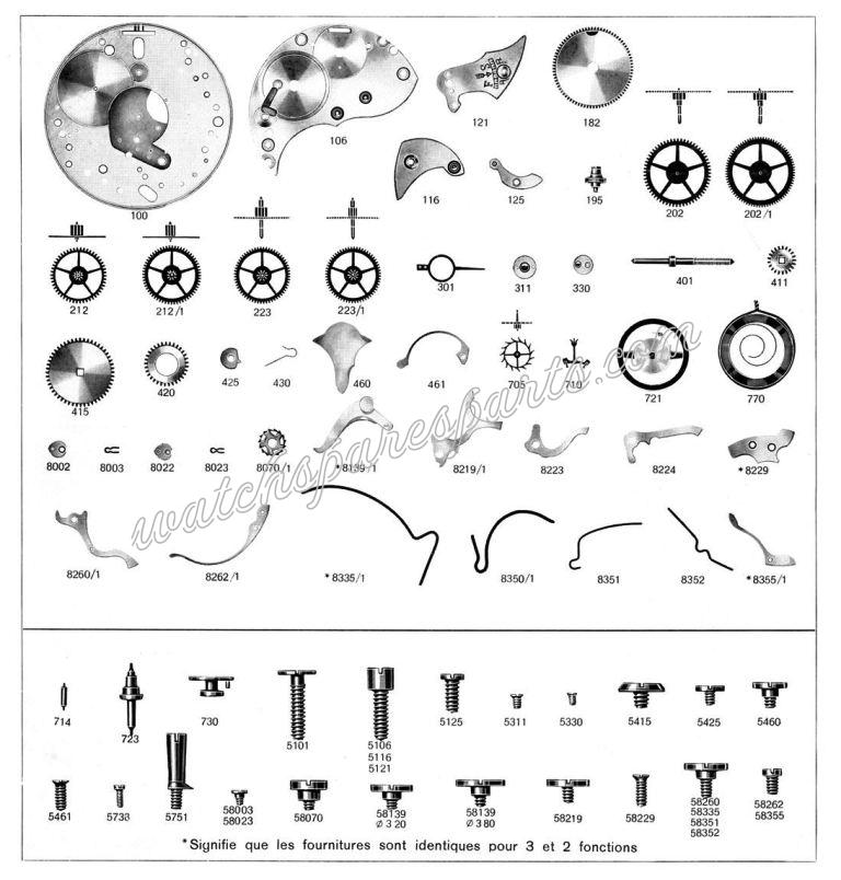 Venus 122 Watch spare parts Venus 122 Watch spare parts