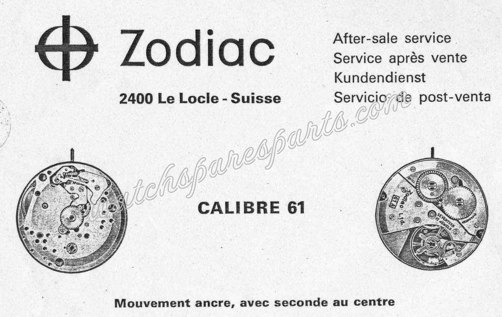 Zodiac 61 Watch movements Zodiac 61 Watch movements