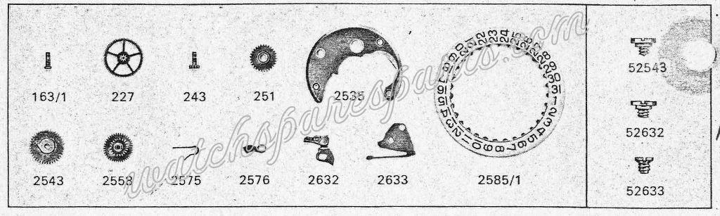 Zodiac 78 Watch Date spare parts Zodiac 78 Watch Date spare parts