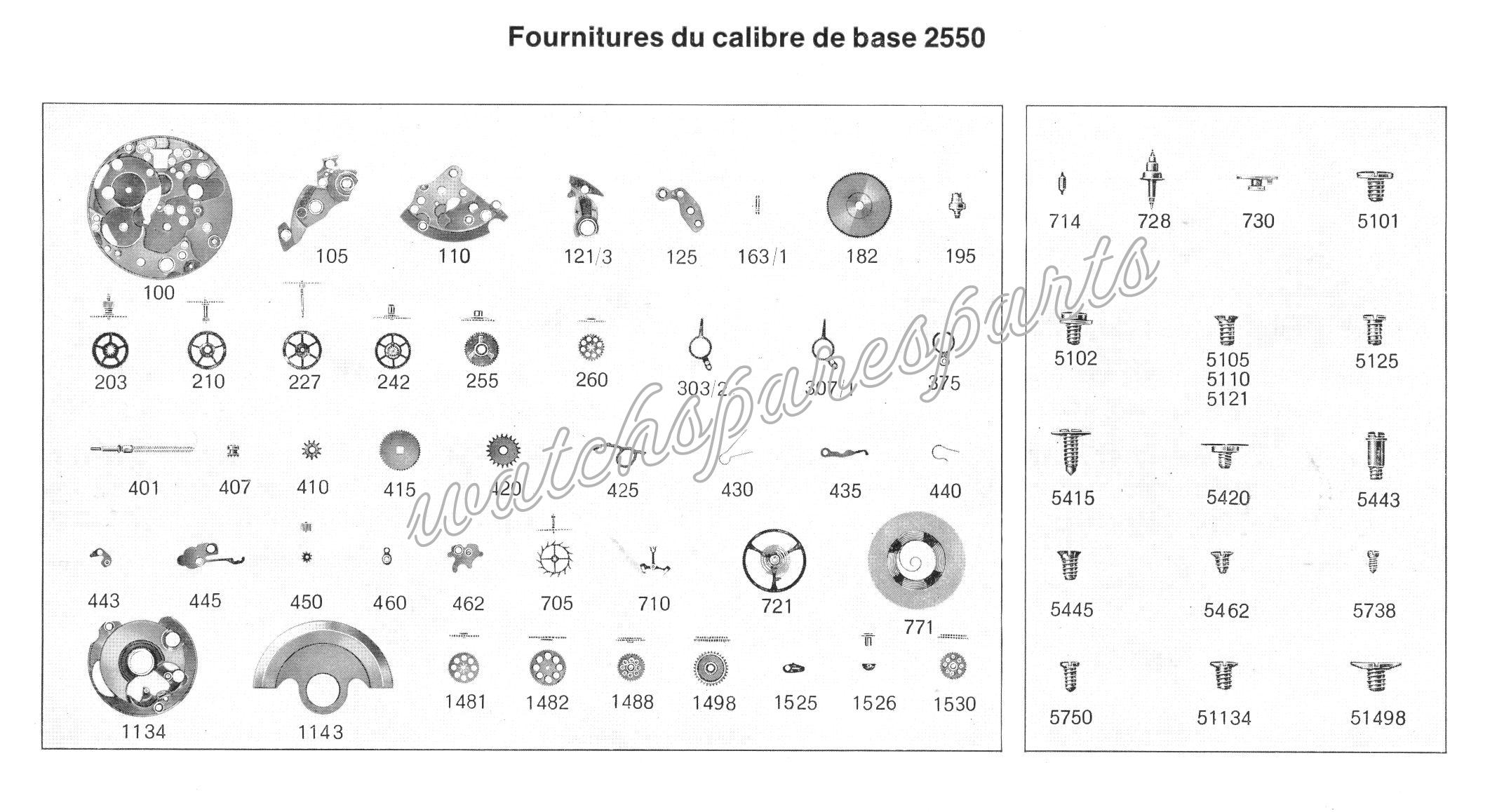 ETA 2550 Watch spare parts ETA 2550 Watch spare parts