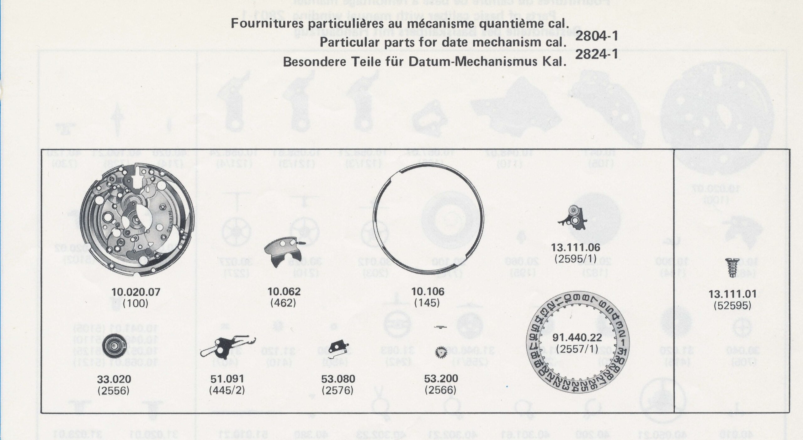 ETA 2824.1 Watch Date spare parts ETA 2824.1 Watch Date spare parts